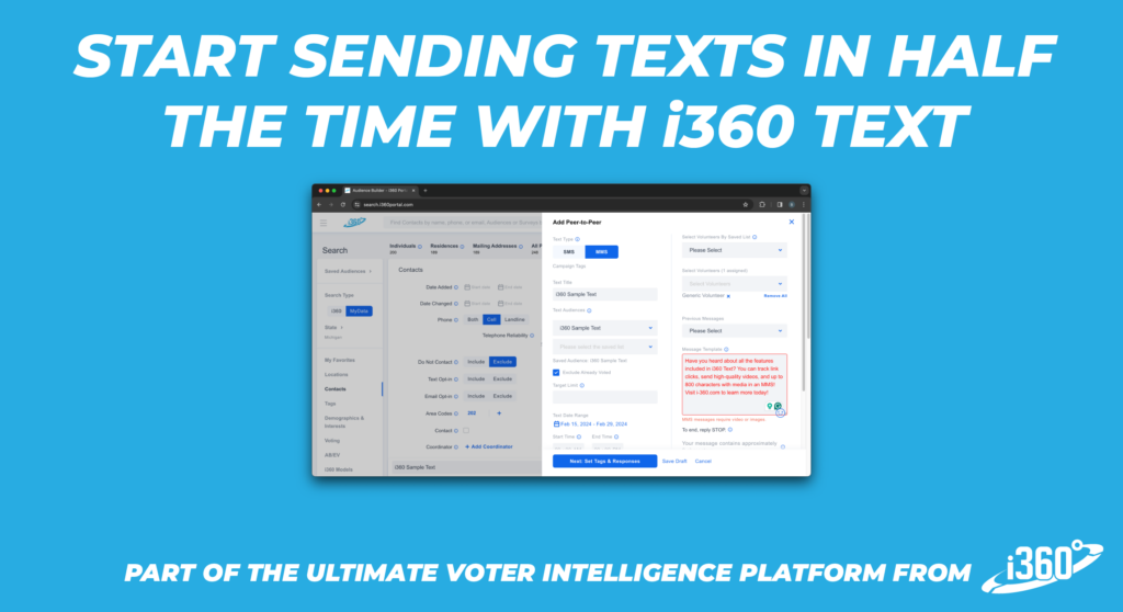 Image showing the i360 Text user interface.